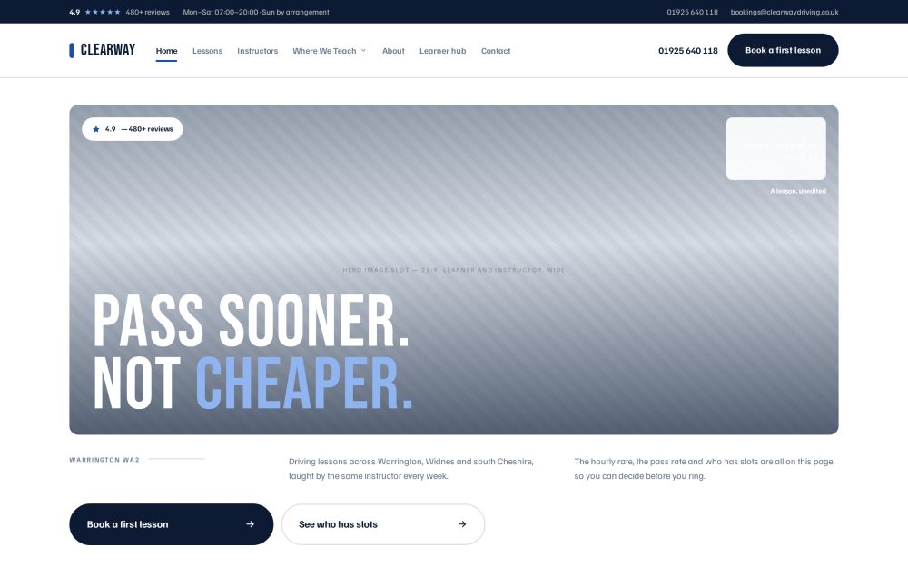 The Clearway homepage